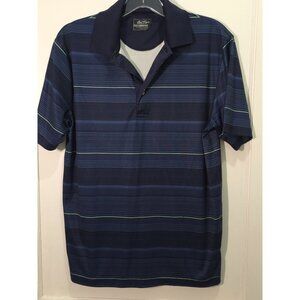 Ben Hogan Performance Small Navy Blue Striped Golf Polo Shirt Lime Green Lines
